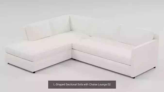 L-Shaped Sectional Sofa with Chaise Lounge - 6-Color Variants 3D Model Pack 3