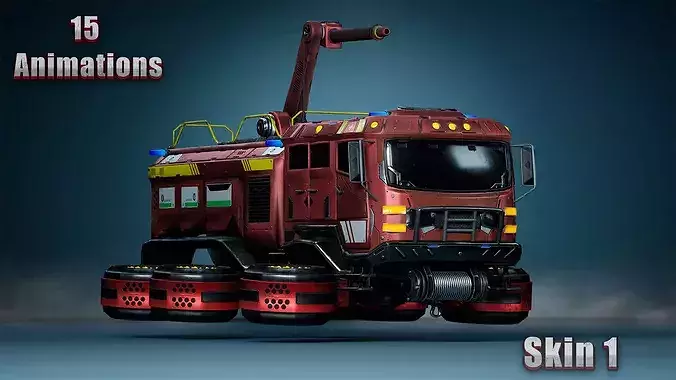 Sci-Fi Transport - Firefighter truck Low-poly 3D model 3