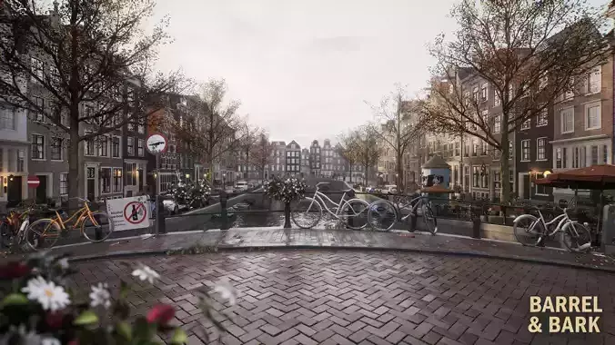Modular Amsterdam City Street Low-poly 3D model