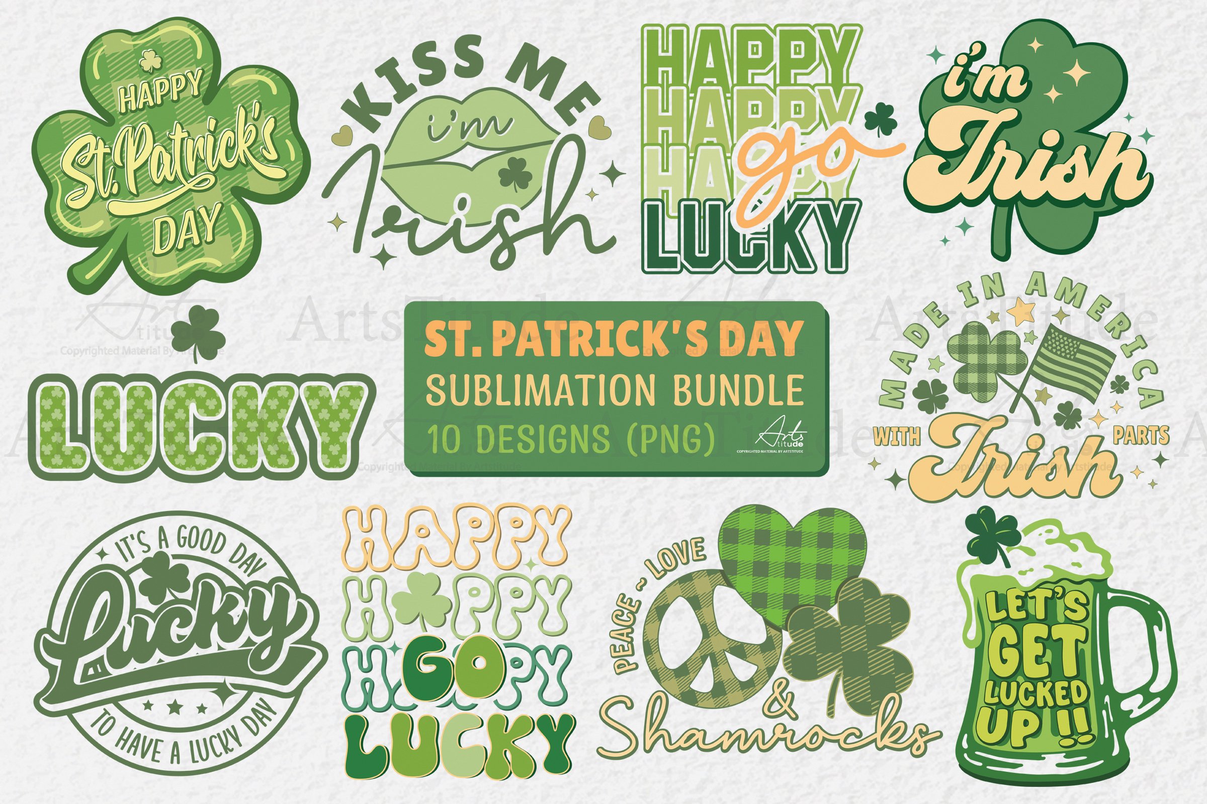St. Patricks Day PNG Sublimation Bundle, Irish Saying PNG