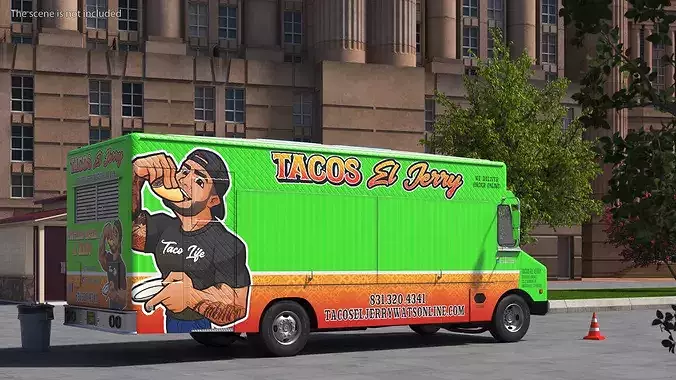 Tacos El Jerry Catering Truck with Interior Closed 3D model 2