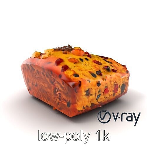 Festive Fruit Cake Detailed 3D Model Pack Low-poly 3D model 2