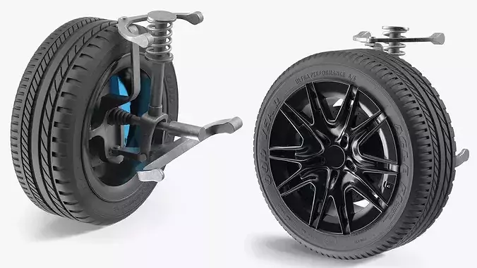 Front Car Wheel with Suspension 3D model