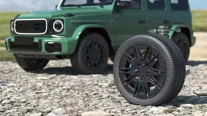 Front Car Wheel with Suspension 3D model 2