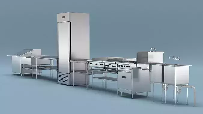 Food Truck Kitchen Set 3D model
