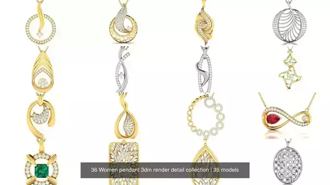 36 Women pendant 3dm render detail collection 3D Model Pack 2