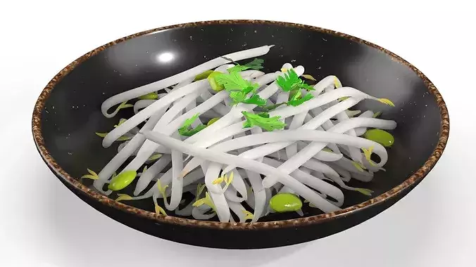 Steamed Bean Shoots with Cilantro 3D model