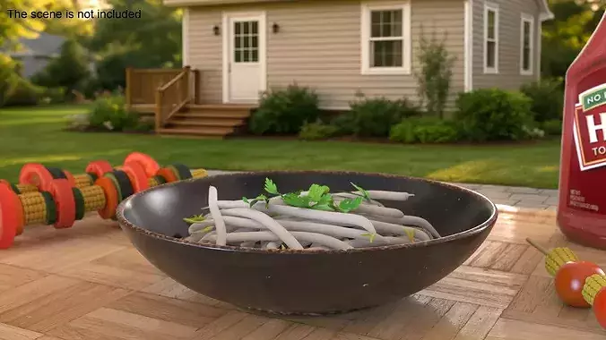Steamed Bean Shoots with Cilantro 3D model 2