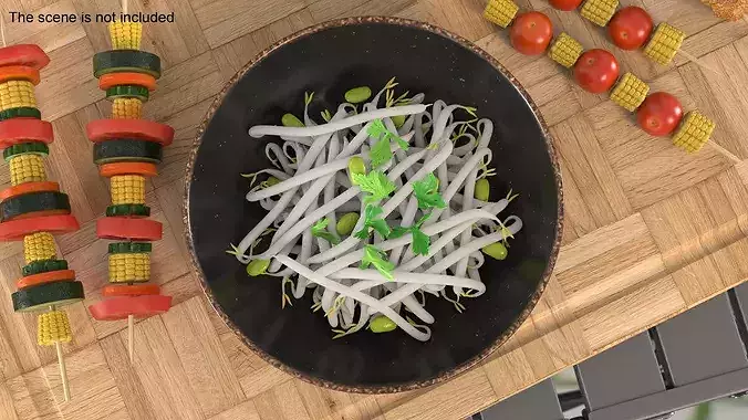 Steamed Bean Shoots with Cilantro 3D model 3