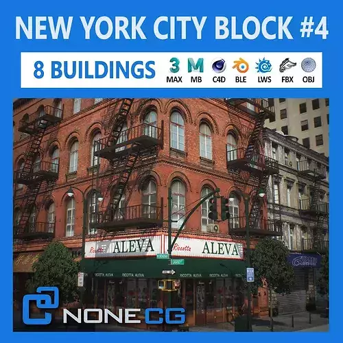 New York Block Set 4 V2 Low-poly 3D model