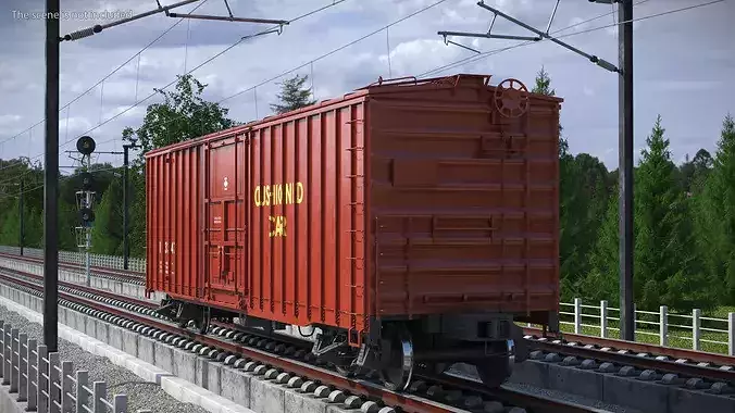 Classic Steel Boxcar Cushioned Frame 3D model 2