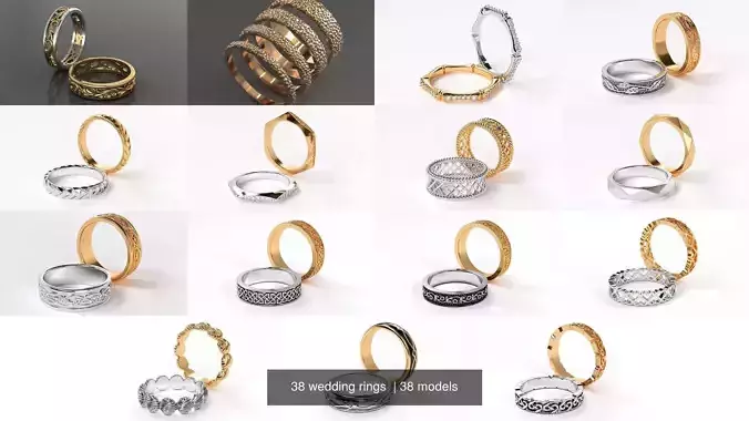 38 wedding rings  3D Model Pack 2