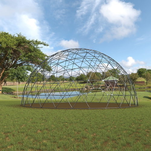 Hemisphere Geodesic Metal Construction 3D model