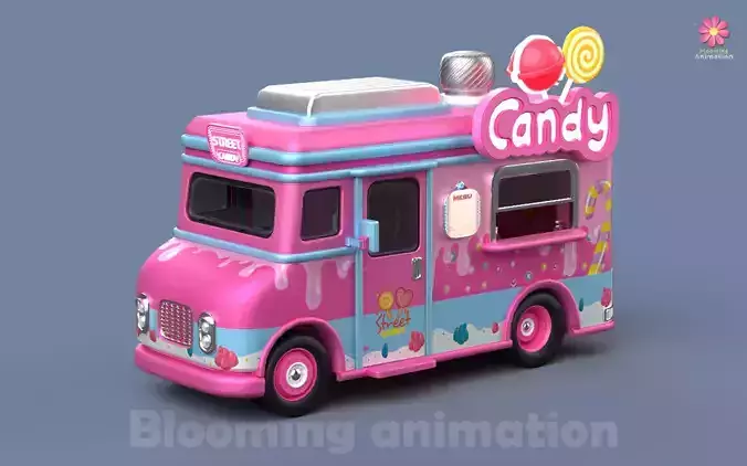Game Ready Candy Truck with PBR textures Low-poly 3D model