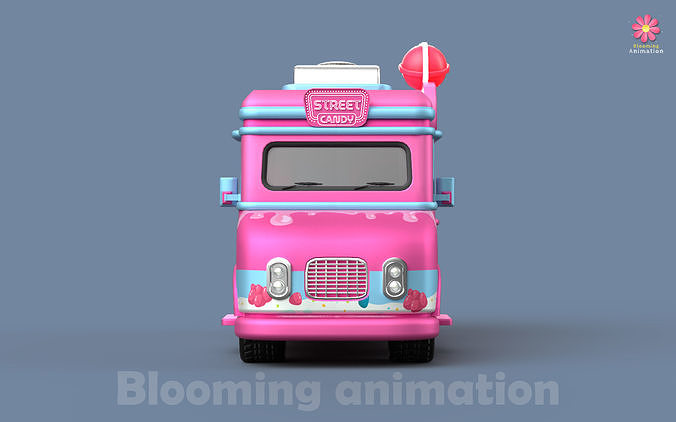 Game Ready Candy Truck with PBR textures Low-poly 3D model 2