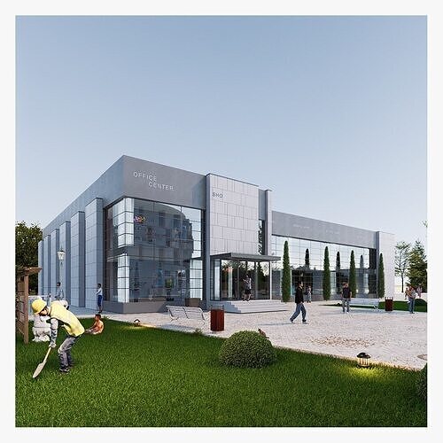 office building Low-poly 3D model 2