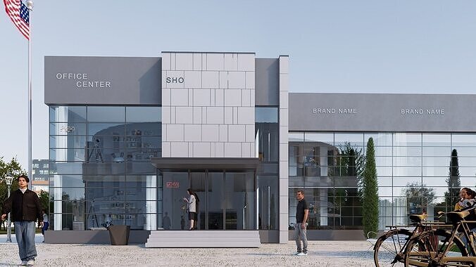 office building Low-poly 3D model 3