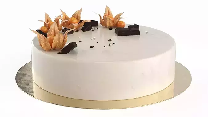 Chocolate Garnished Cake with Physalis 3D model