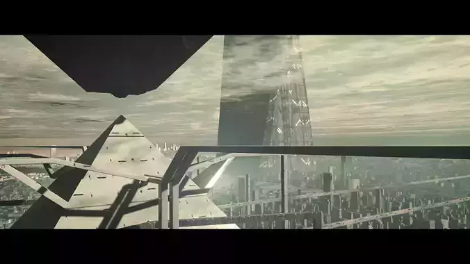 Sci-fi futuristic mega city 3D model