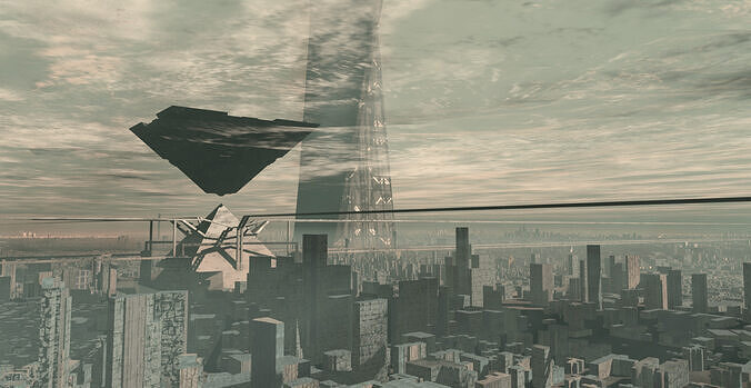 Sci-fi futuristic mega city 3D model 2