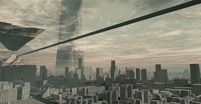 Sci-fi futuristic mega city 3D model 3