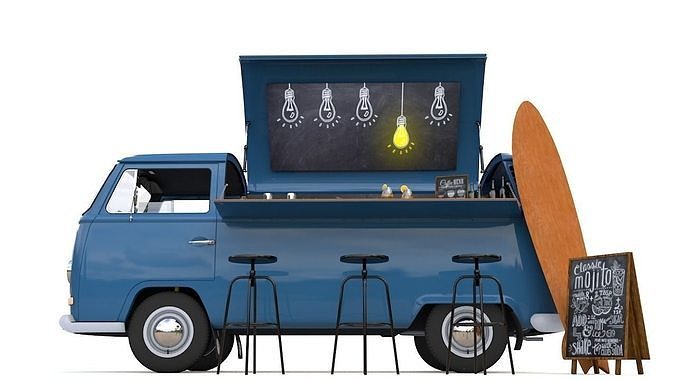 VW T2 FOOD AND COFFEE VAN 1974 3D model 3