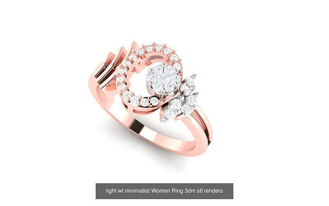 25 light wt minimalist Women Ring 3dm stl renders 3D Model Pack 2