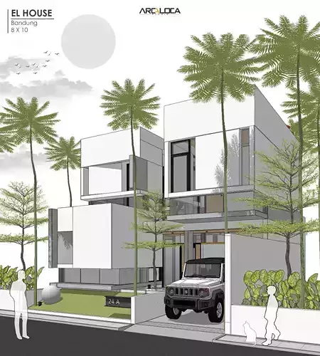Modern Minimalist White House 3D Model Contemporary Design 3D model 2