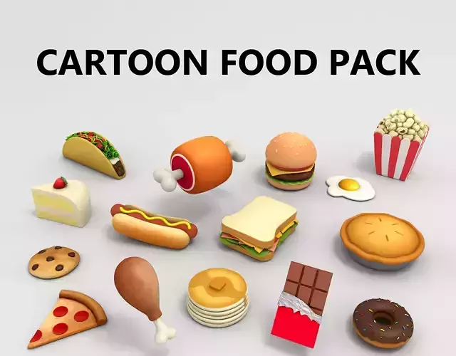 Cartoon Food Pack 3D model