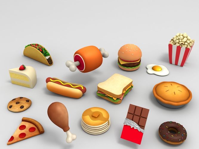 Cartoon Food Pack 3D model 2