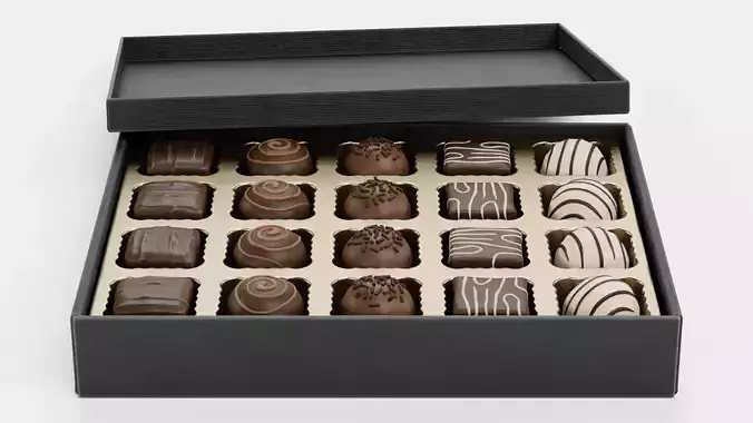 Chocolate Box V2 - Luxury Gift Box Filled with Pralines 3D model