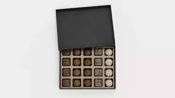 Chocolate Box V2 - Luxury Gift Box Filled with Pralines 3D model 2