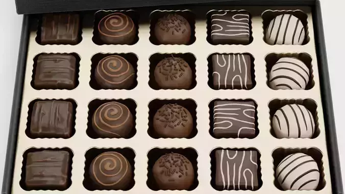 Chocolate Box V2 - Luxury Gift Box Filled with Pralines 3D model 3