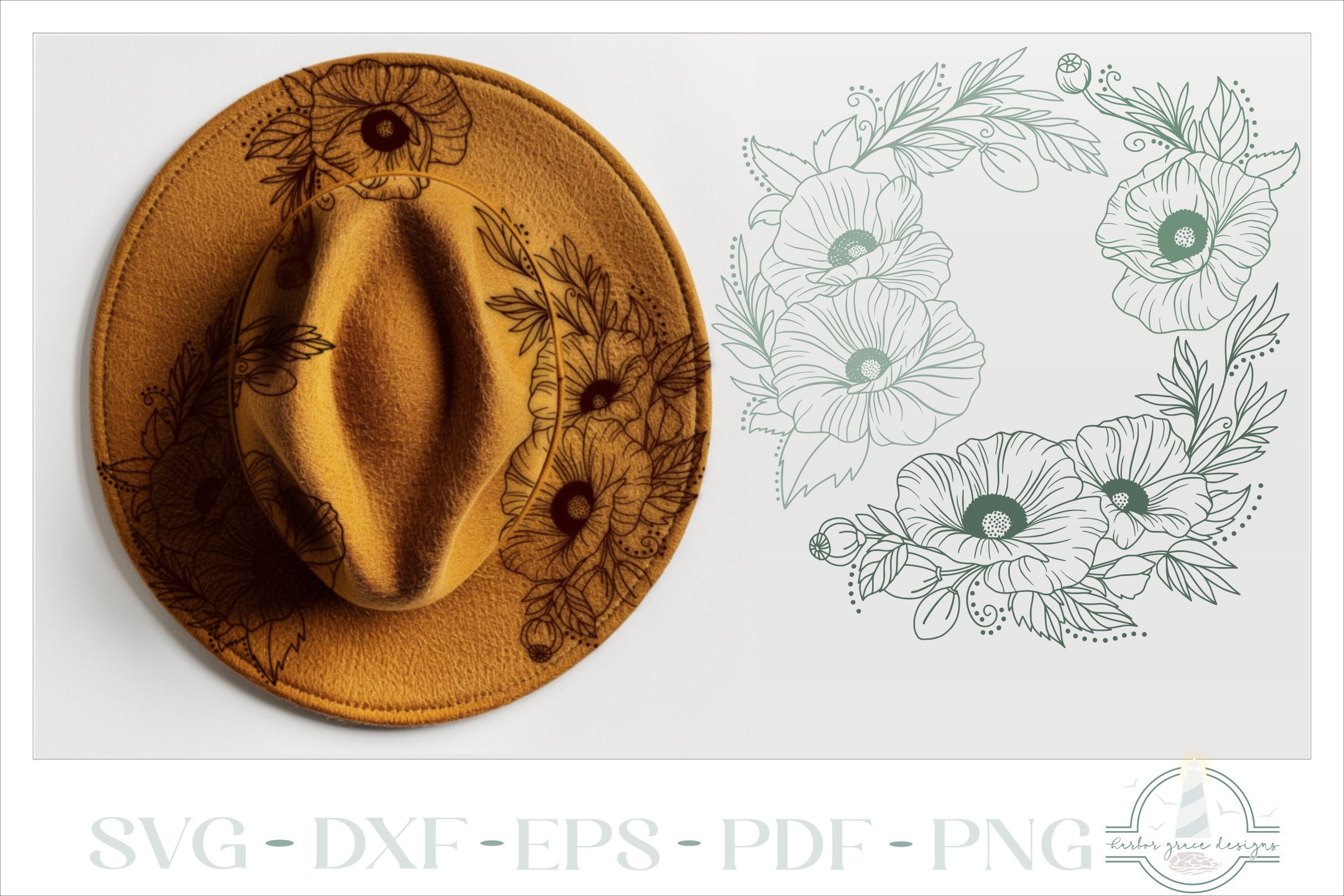 Poppies Hat Burning Design - For Pyrography