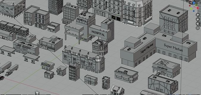 Low Poly City Pack Low-poly 3D model 2