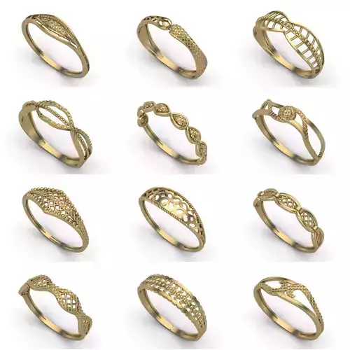 100 Files - Women Ring Womens Rings Plain Models  STL 3DM 3D Model Pack 2