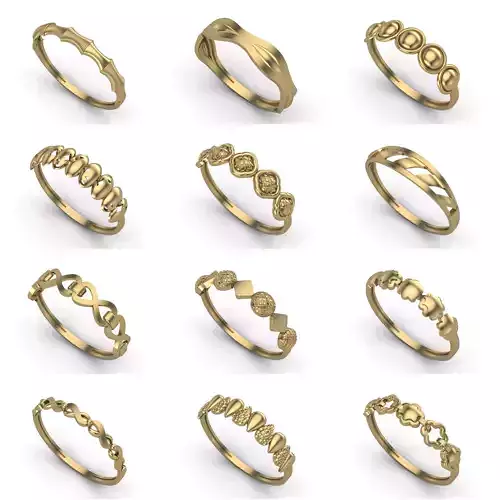 100 Files - Women Ring Womens Rings Plain Models  STL 3DM 3D Model Pack 3