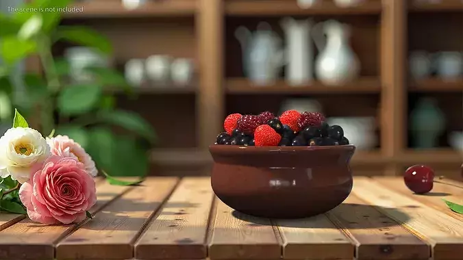 Bowl of Various Berries 3D model 3