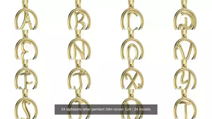 24 alphabets letter pendant 3dm render bulk 3D Model Pack 2