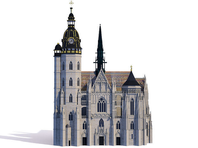 Gothic cathedral - Kosice Slovakia 3D model 3