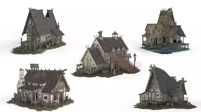 Viking Houses 3D Model Pack