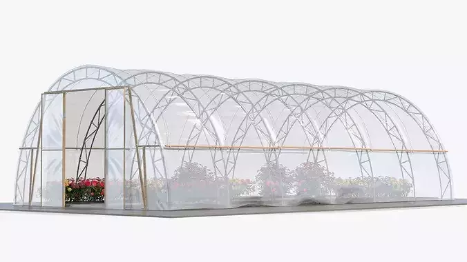 Greenhouse Winter Garden with Flowers 3D model