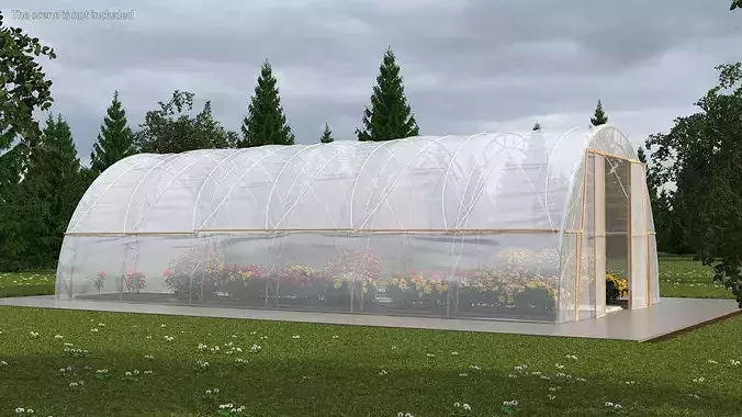 Greenhouse Winter Garden with Flowers 3D model 2