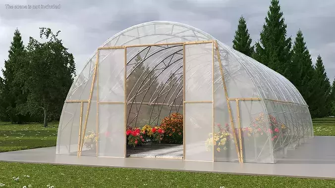 Greenhouse Winter Garden with Flowers 3D model 3
