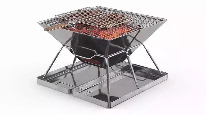 Portable Grill with BBQ Handle Grill 3D model