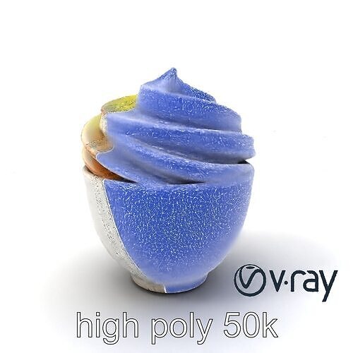 Meringue Mango Chocolate Swirl Dessert model pack Low-poly 3D model 2