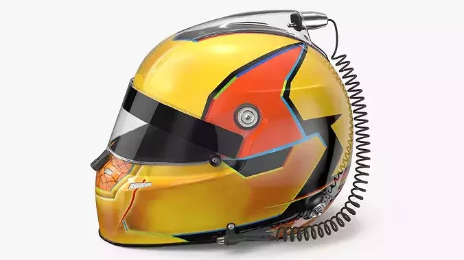 Professional Racing Helmet Yellow 3D model
