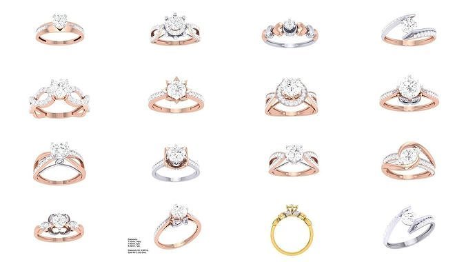 29 Women Solitaire Ring 3dm stl 3mf mtl gltf glb obj  3D Model Pack 2
