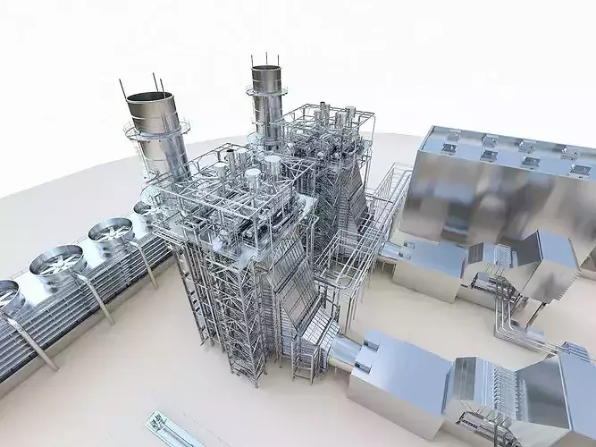 Gas Turbine Plant - Full Set Low-poly 3D model 3