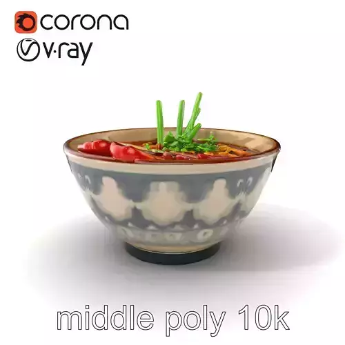 Gourmet Ramen Bowl with Pork and Egg D model pack Low-poly 3D model